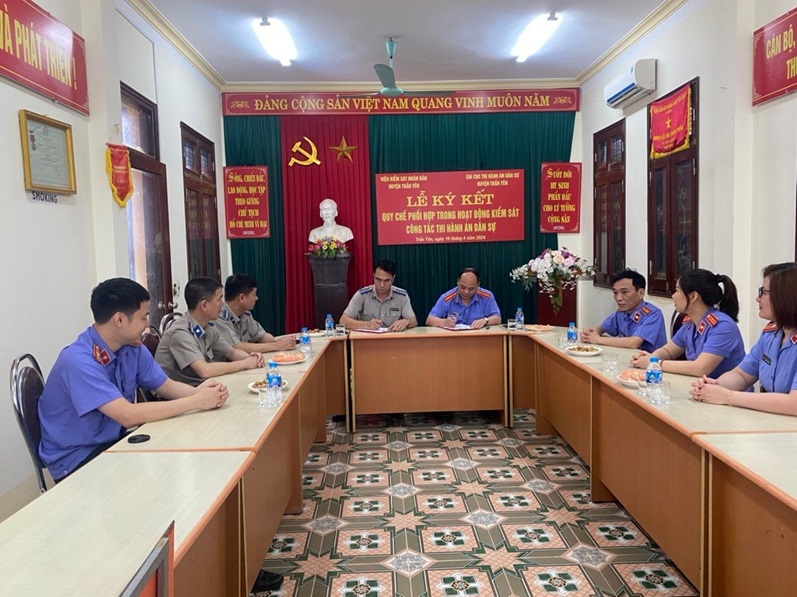 Lễ ký kết Quy chế phối hợp trong hoạt động kiểm sát công tác thi hành án dân sự tại huyện Trấn Yên